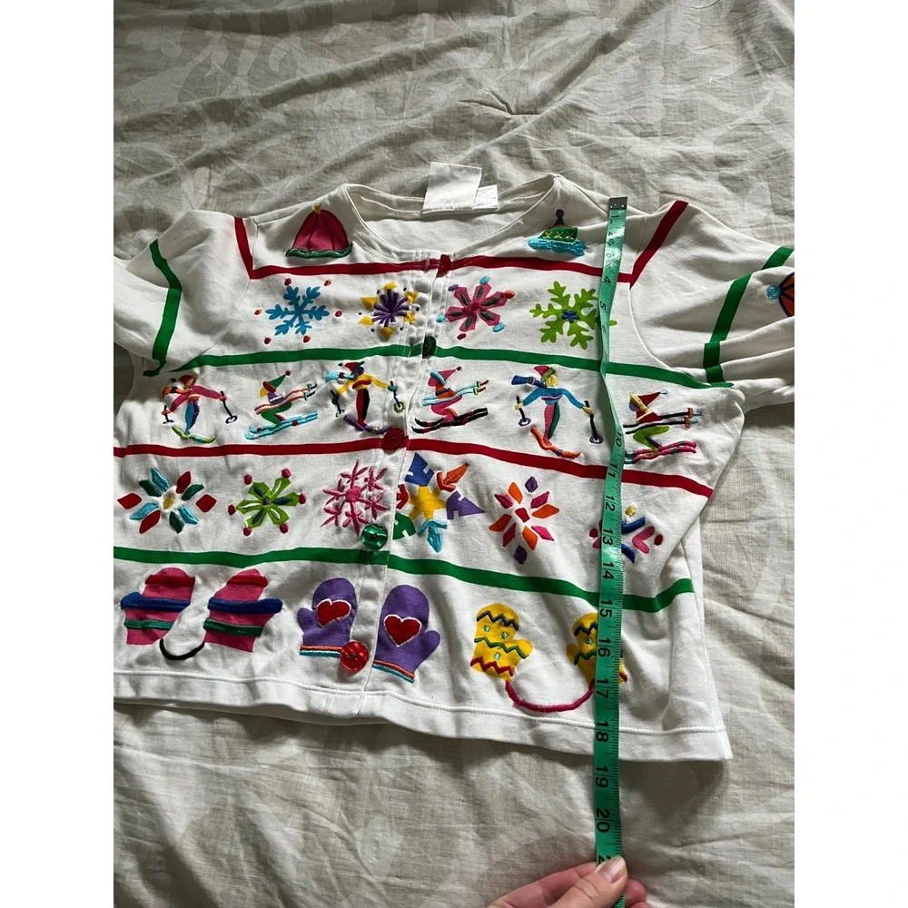 Michael Simon lite ski winter embroidered cardigan‎ medium